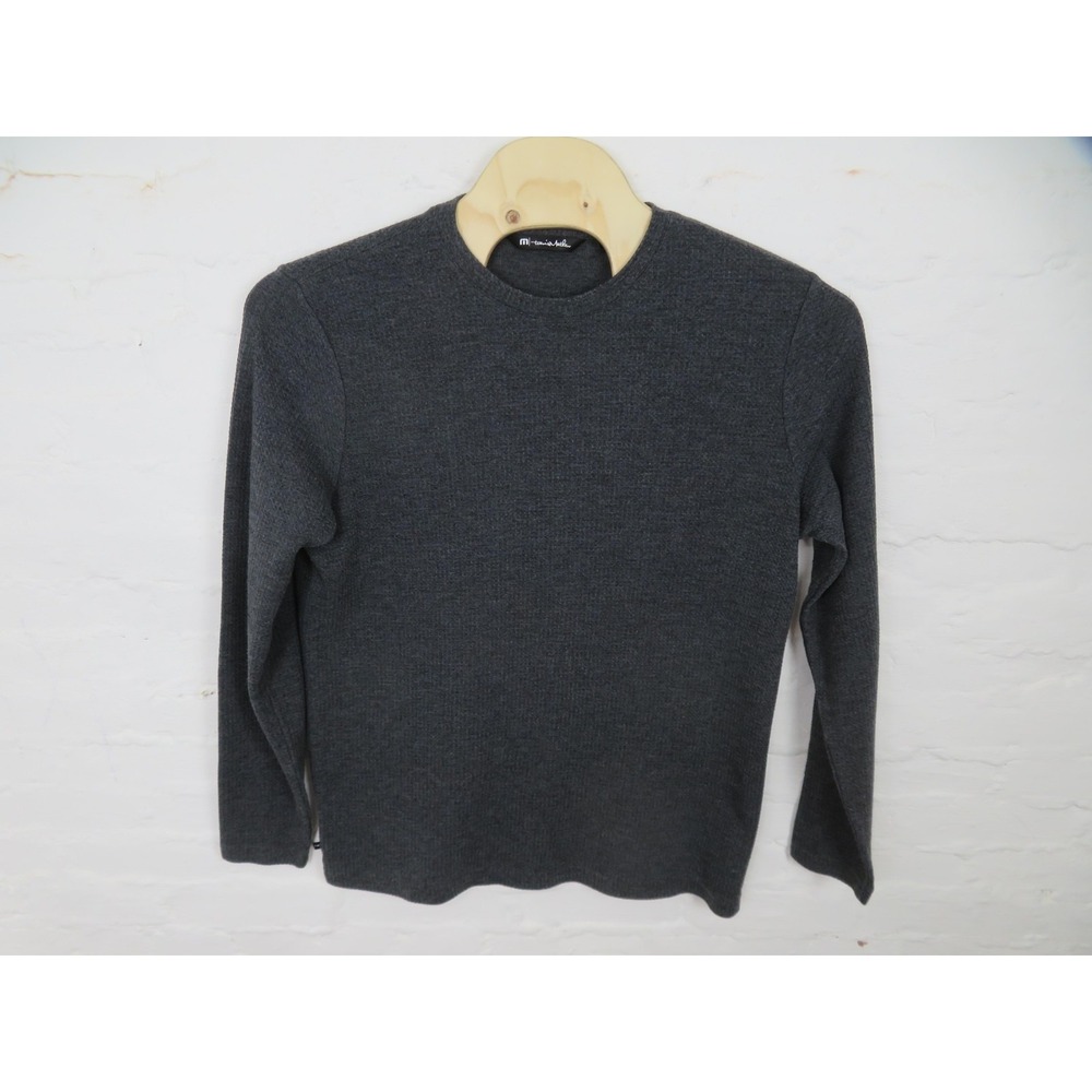 Travis Mathew Cloud Waffle Crew Sweater Mens XL Gray Knit Thermal Golf Modal